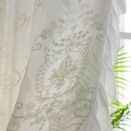 Rideau Transparent Brodé Européen, Rideau Sur Mesure En Tulle Blanc Pour Salon Et Chambre À Coucher