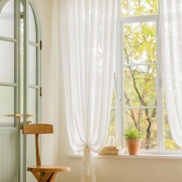 Rideaux Transparents Blancs Modernes En Tulle À Feuilles Pour Salon Et Chambre À Coucher