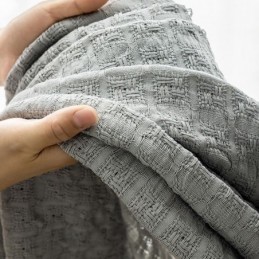 Rideau En Tulle À Carreaux Nordiques Sur Mesure, Rideau En Tricot Chaîne Transparent Pour Salon
