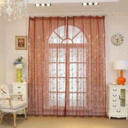 Rideau Transparent De Style Pastoral, Rideau Sur Mesure, Broderie Fraîche Et Ventilée Pour Salon