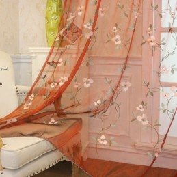 Rideau Transparent De Style Pastoral, Rideau Sur Mesure, Broderie Fraîche Et Ventilée Pour Salon