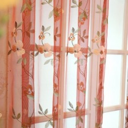 Rideau Transparent De Style Pastoral, Rideau Sur Mesure, Broderie Fraîche Et Ventilée Pour Salon
