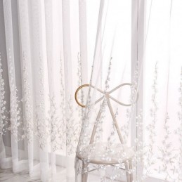 Rideau Décoratif Transparent Sur Mesure, Rideau En Tulle Brodé De Plantes, Pour Salon, Chambre À Coucher