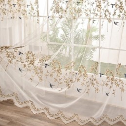 Rideau Décoratif Transparent Sur Mesure, Rideau En Tulle Brodé De Plantes, Pour Salon, Chambre À Coucher