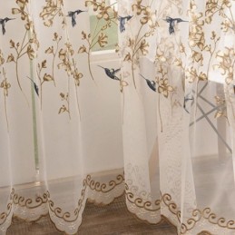 Rideau Décoratif Transparent Sur Mesure, Rideau En Tulle Brodé De Plantes, Pour Salon, Chambre À Coucher