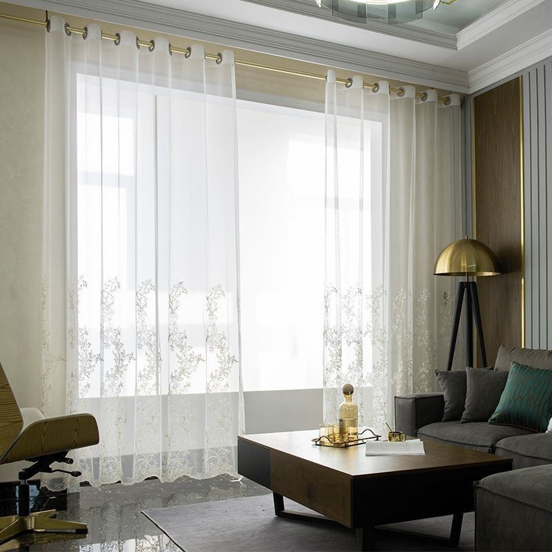 Rideau Décoratif Transparent Sur Mesure, Rideau En Tulle Brodé De Plantes, Pour Salon, Chambre À Coucher