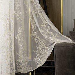 Rideau Décoratif Transparent Sur Mesure, Rideau En Tulle Brodé De Plantes, Pour Salon, Chambre À Coucher