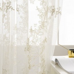 Rideau Décoratif Transparent Sur Mesure, Rideau En Tulle Brodé De Plantes, Pour Salon, Chambre À Coucher