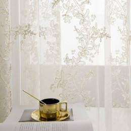 Rideau Décoratif Transparent Sur Mesure, Rideau En Tulle Brodé De Plantes, Pour Salon, Chambre À Coucher