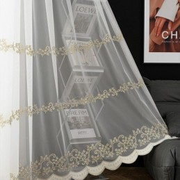 Rideau Transparent Minimaliste Moderne Sur Mesure, En Tulle Brodé De Plantes, Pour Salon Et Chambre À Coucher