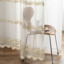 Rideau Transparent Minimaliste Moderne Sur Mesure, En Tulle Brodé De Plantes, Pour Salon Et Chambre À Coucher