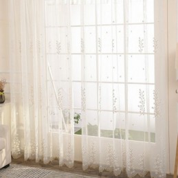 Rideau Décoratif Transparent Sur Mesure En Tulle Brodé Pour Salon