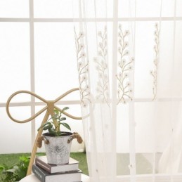 Rideau Décoratif Transparent Sur Mesure En Tulle Brodé Pour Salon