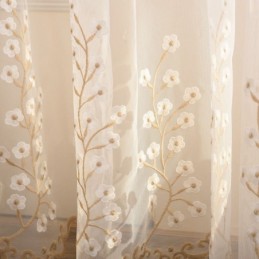 Rideau Décoratif Transparent Sur Mesure En Tulle Brodé Pour Salon