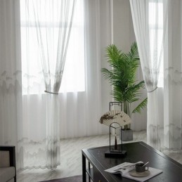 Rideau Décoratif Transparent Sur Mesure, Rideaux En Tulle Brodé, Pour Salon Et Chambre À Coucher