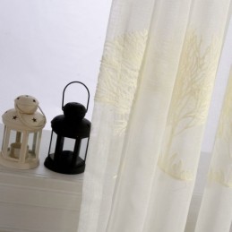 Rideau Transparent Respirant Sur Mesure, Motif Arbre Brodé, Pour Salon
