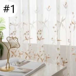 Rideau Décoratif Moderne Transparent Sur Mesure, En Tulle Brodé De Plantes, Pour Chambre À Coucher
