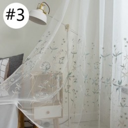 Rideau Décoratif Moderne Transparent Sur Mesure, En Tulle Brodé De Plantes, Pour Chambre À Coucher