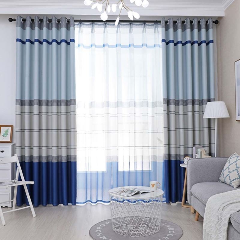 Rideau Occultant Nordique Sur Mesure À Rayures Imprimées Pour Chambre À Coucher