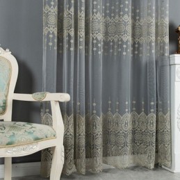 Rideau En Tulle Géométrique Sur Mesure, Brodé Nordique, Délicat, Pour Fenêtre