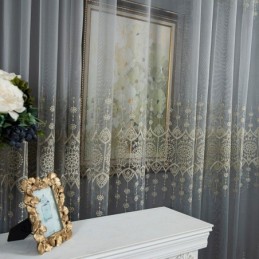 Rideau En Tulle Géométrique Sur Mesure, Brodé Nordique, Délicat, Pour Fenêtre