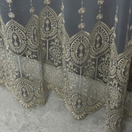 Rideau En Tulle Géométrique Sur Mesure, Brodé Nordique, Délicat, Pour Fenêtre