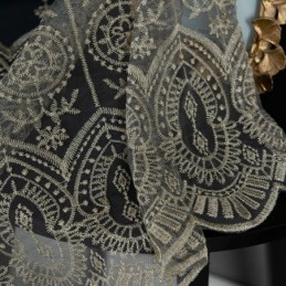 Rideau En Tulle Géométrique Sur Mesure, Brodé Nordique, Délicat, Pour Fenêtre