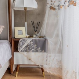 Rideaux En Tulle Fleuri Blanc Transparent Pour Salon