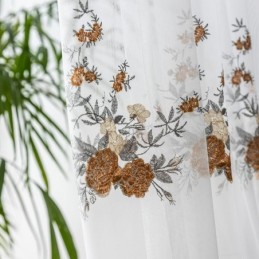 Rideaux En Tulle Fleuri Blanc Transparent Pour Salon
