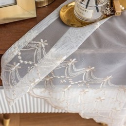 Rideaux En Tulle Fleuri Blanc Transparent Pour Salon