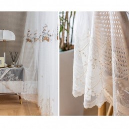 Rideaux En Tulle Fleuri Blanc Transparent Pour Salon