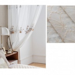 Rideaux En Tulle Fleuri Blanc Transparent Pour Salon