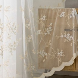 Rideaux En Tulle Transparent Brodé, Rideau En Voile Végétal, Rideau Sur Mesure Pour Salon