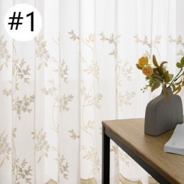 Rideaux En Tulle Transparent Brodé, Rideau En Voile Végétal, Rideau Sur Mesure Pour Salon