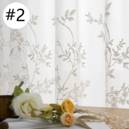 Rideaux En Tulle Transparent Brodé, Rideau En Voile Végétal, Rideau Sur Mesure Pour Salon