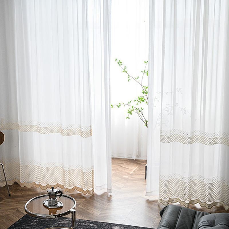 Rideaux En Voile Brodé Style Nordique Transparent Pour Salon Et Chambre À Coucher