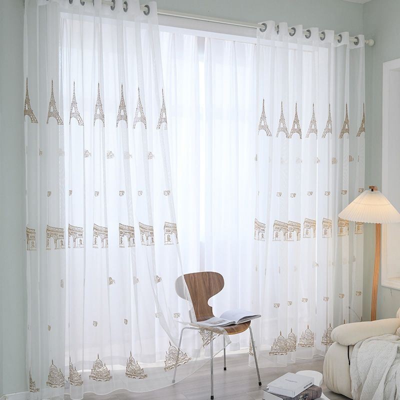Rideaux En Tulle Transparent Brodé, Rideau En Voile Tour, Rideau Sur Mesure Pour Salon