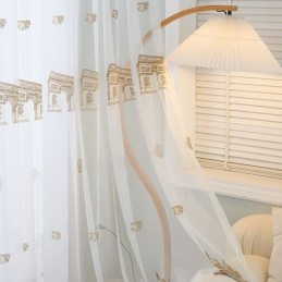 Rideaux En Tulle Transparent Brodé, Rideau En Voile Tour, Rideau Sur Mesure Pour Salon