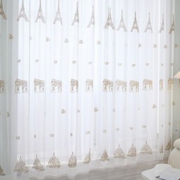 Rideaux En Tulle Transparent Brodé, Rideau En Voile Tour, Rideau Sur Mesure Pour Salon