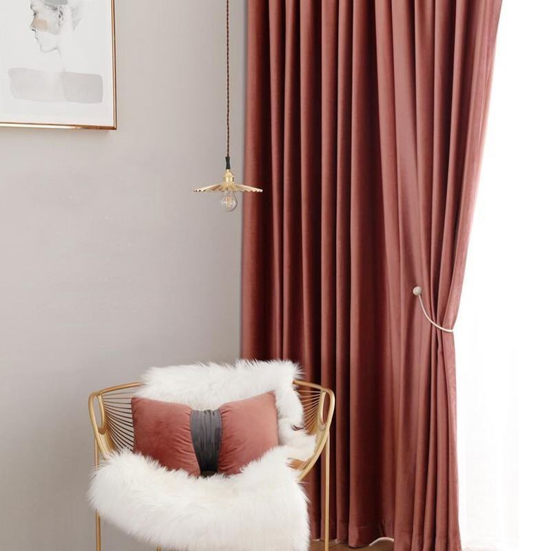 Rideau Occultant Minimaliste En Flanelle Rouge, Sur Mesure, Tissu De Couleur Unie, Pour Salon Et Chambre À Coucher