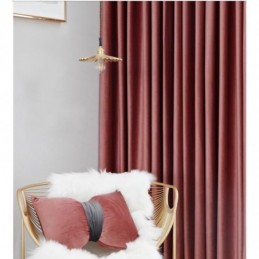 Rideau Occultant Minimaliste En Flanelle Rouge, Sur Mesure, Tissu De Couleur Unie, Pour Salon Et Chambre À Coucher