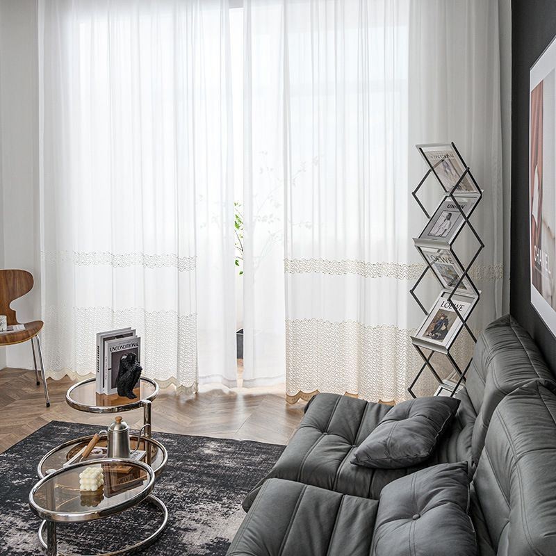 Rideaux En Tulle Transparent Brodé Pour Salon