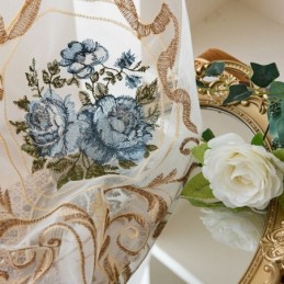 Rideau Transparent À Fleurs Sur Mesure En Tulle Brodé Pour Salon