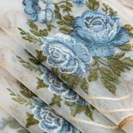 Rideau Transparent À Fleurs Sur Mesure En Tulle Brodé Pour Salon