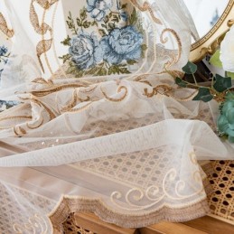 Rideau Transparent À Fleurs Sur Mesure En Tulle Brodé Pour Salon