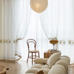 Rideaux En Tulle Transparent Brodé, Rideau En Voile Papillon, Rideau Sur Mesure Pour Salon