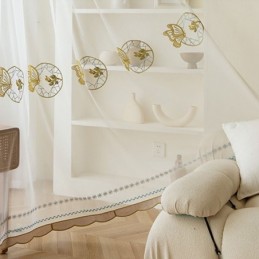Rideaux En Tulle Transparent Brodé, Rideau En Voile Papillon, Rideau Sur Mesure Pour Salon