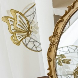 Rideaux En Tulle Transparent Brodé, Rideau En Voile Papillon, Rideau Sur Mesure Pour Salon