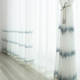 Rideau Transparent Sur Mesure En Tulle Brodé De Feuilles Pour Chambre À Coucher
