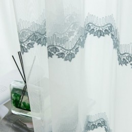 Rideau Transparent Sur Mesure En Tulle Brodé De Feuilles Pour Chambre À Coucher